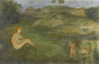 Nimf in de weide als vertegenwoordiger van de oertijd (1858)